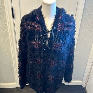 Leather laced sweater/hoodie
